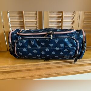 Lug Navy Heart Print Trolley Cosmetic Bag